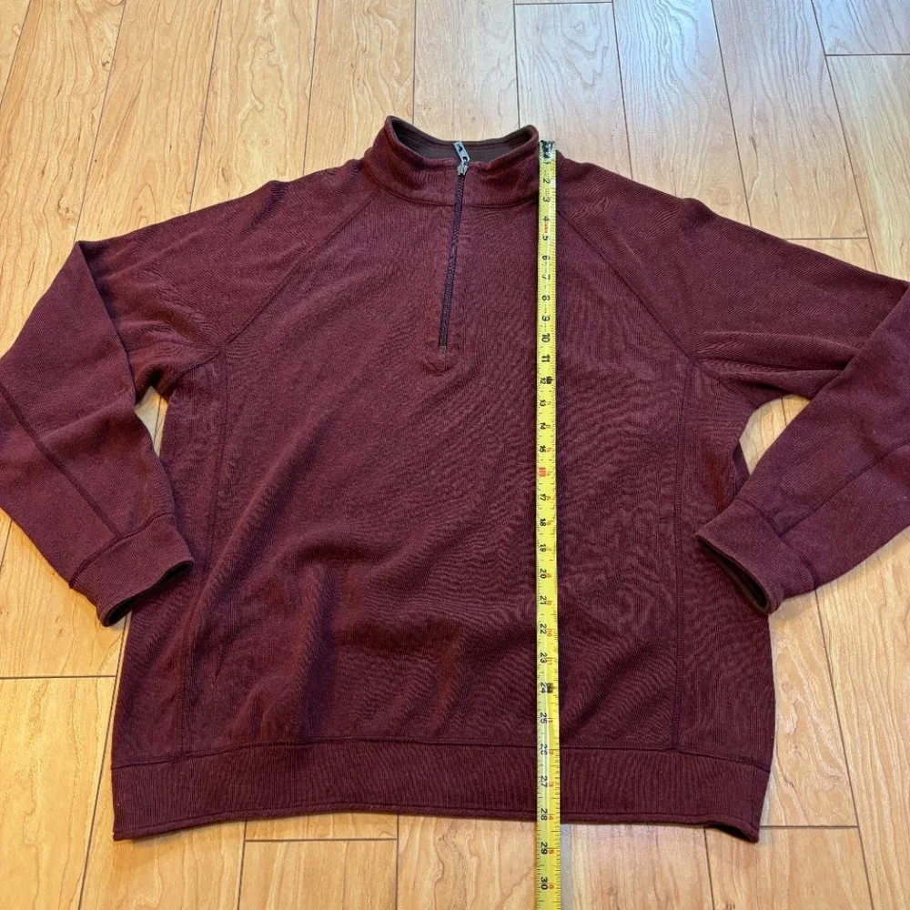 Tommy Bahama Long Sleeve 1/4 Zip Casual Reversible Burgundy Brown Men’s Size L